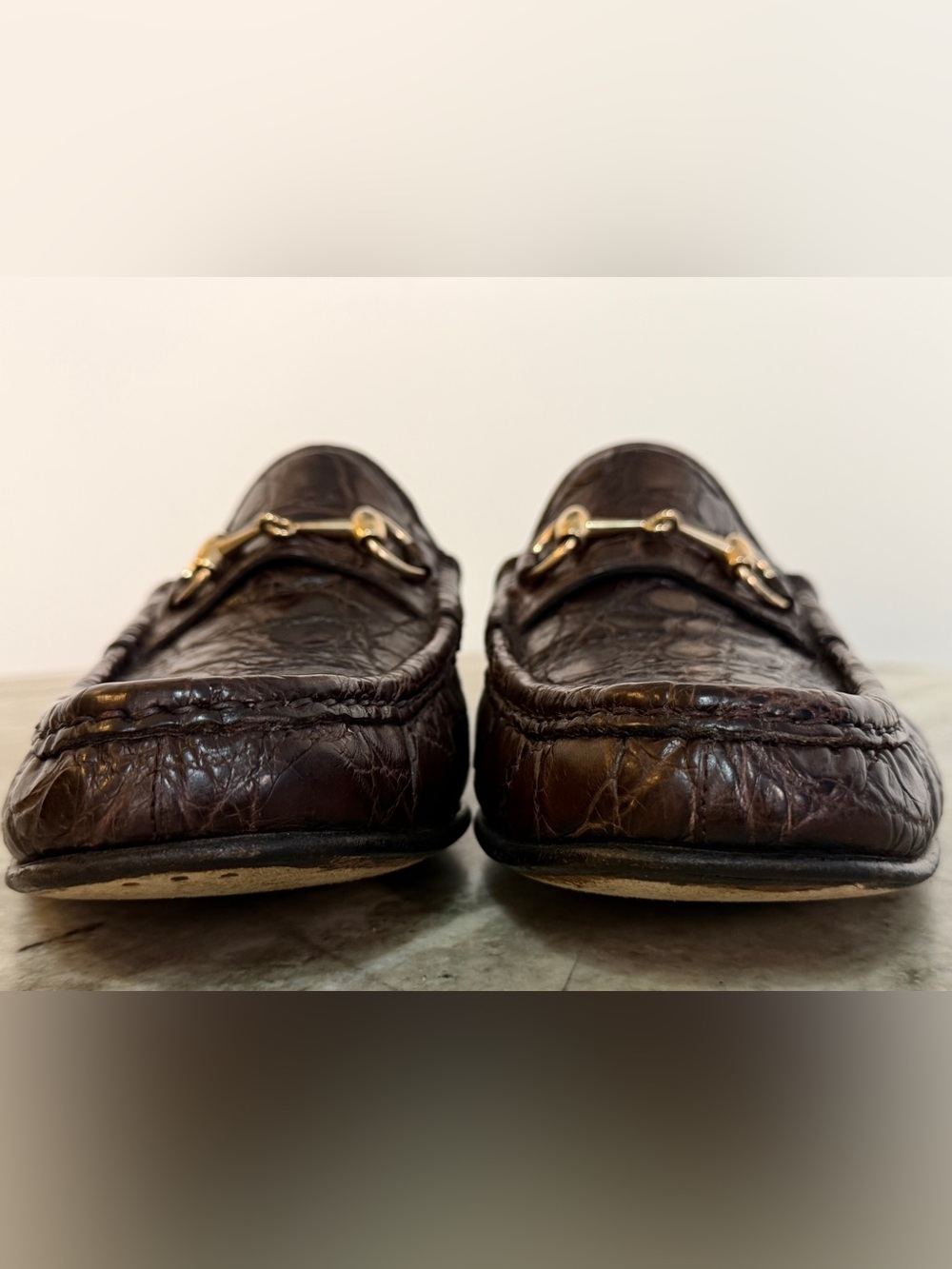 GUCCI CROCODILE LOAFERS BROWN HORSEBIT 1953 11.5/12US $4000 ALLIGATOR - Picture 7 of 11